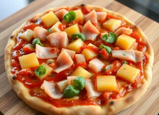 Пицца с ветчиной, ананасами и соусом чили: сладко‑острый микс