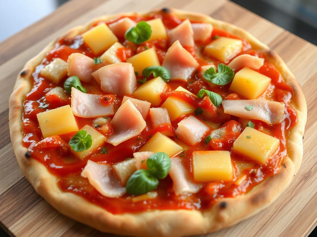 Пицца с ветчиной, ананасами и соусом чили: сладко‑острый микс