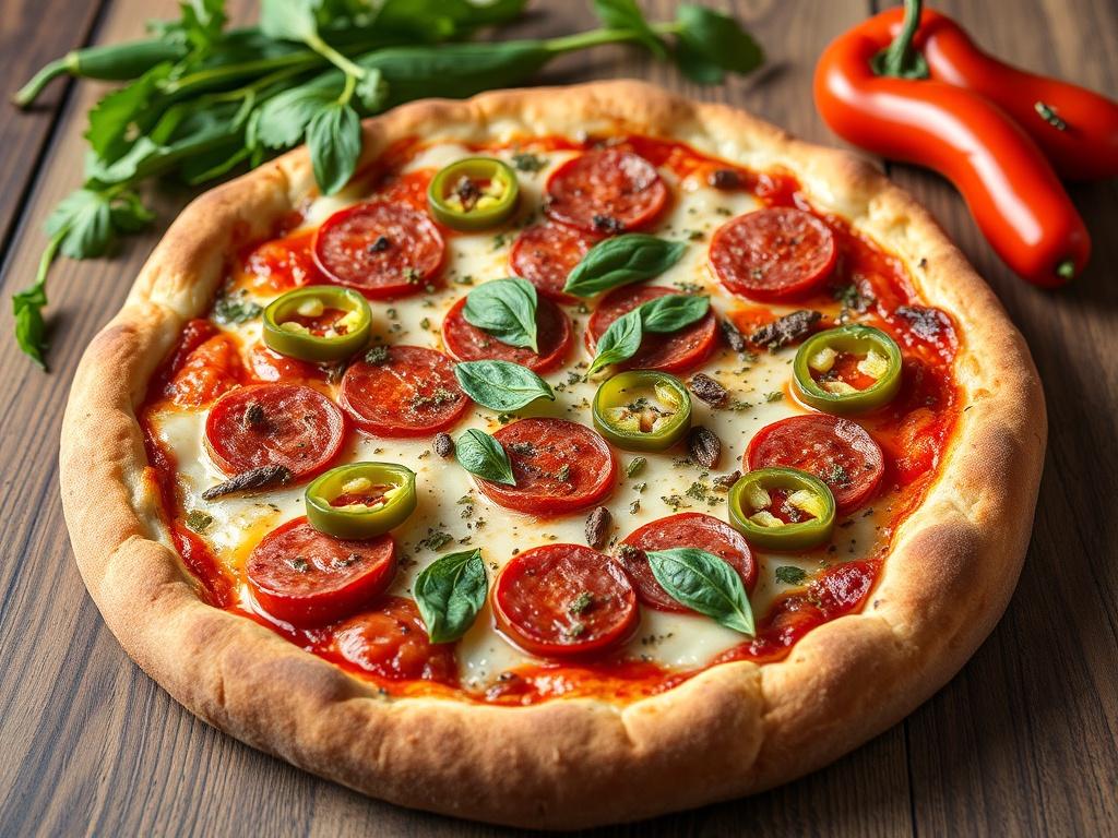 Пицца с салями и перцем пепперончини: острота и аромат