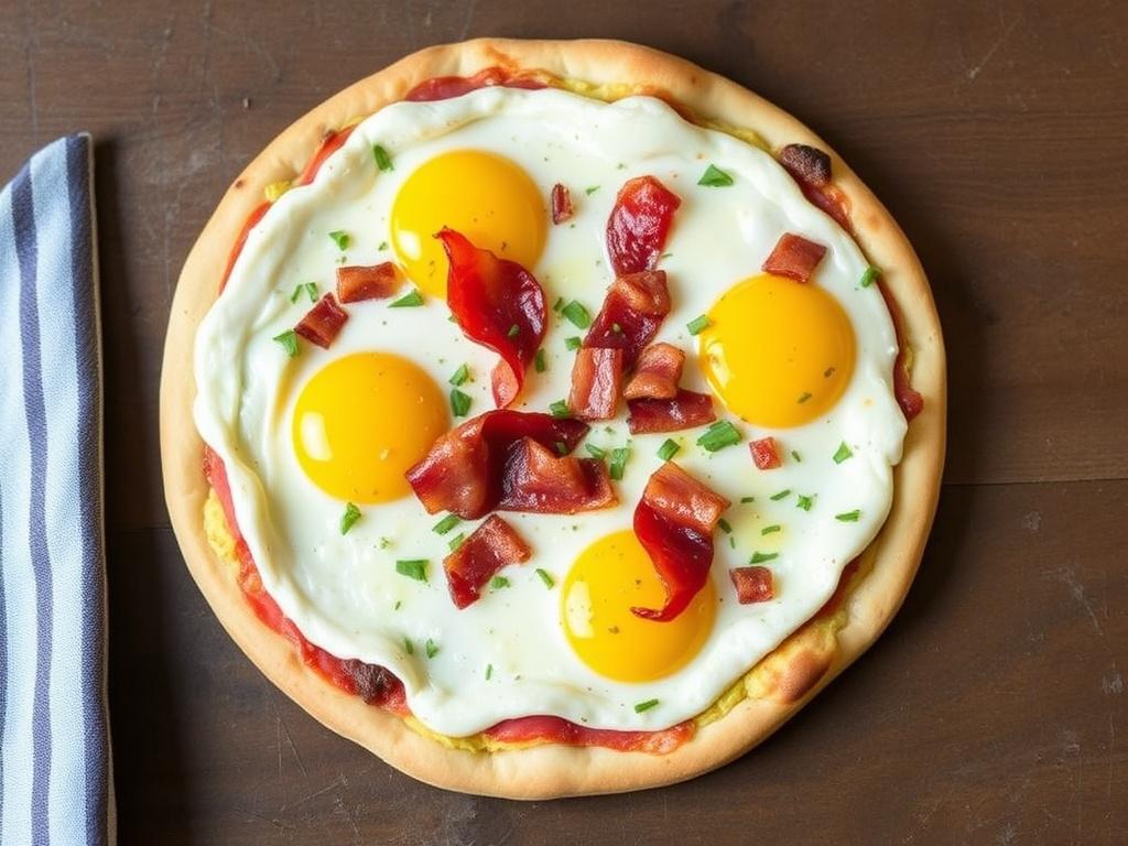 Пицца с беконом и яйцом: сытный завтрак за 20 минут