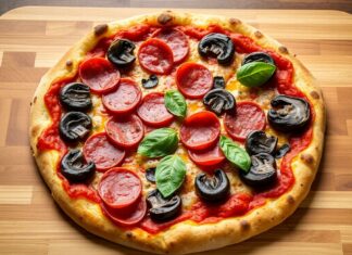 Пицца с салями и грибами портобелло: насыщенный вкус для сытного обеда