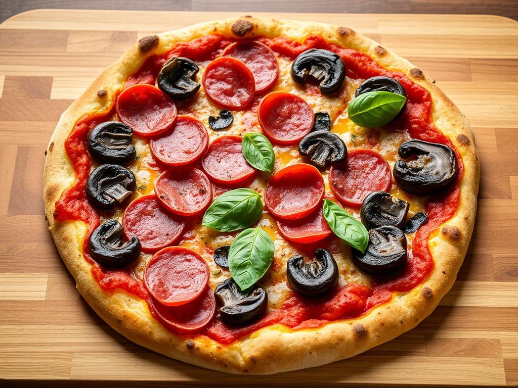 Пицца с салями и грибами портобелло: насыщенный вкус для сытного обеда