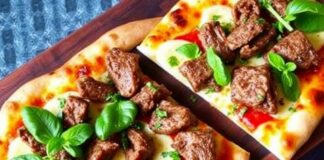 Пицца с ягнёнком и мятным соусом: игра ароматов на тонком тесте