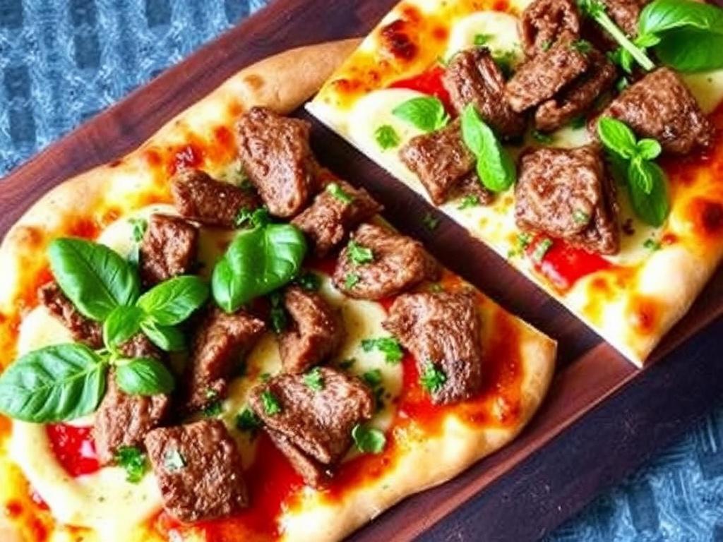 Пицца с ягнёнком и мятным соусом: игра ароматов на тонком тесте