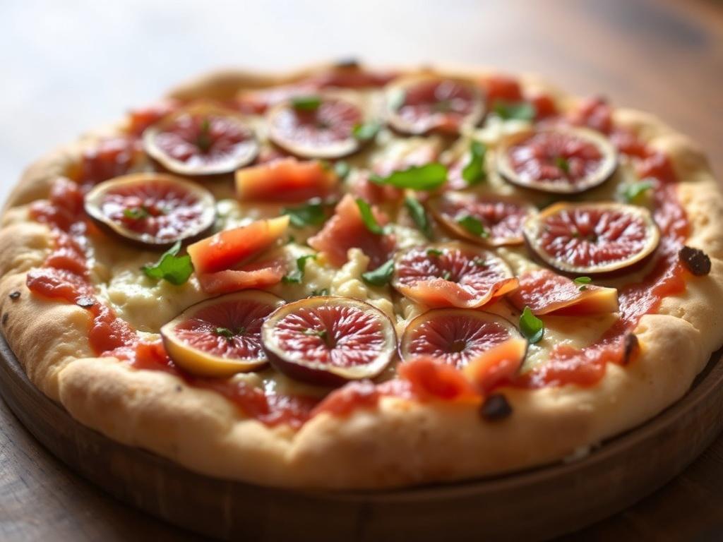Пицца с инжиром и прошутто крудо: сладость инжира встречает соль прошутто, а сверху — искра ардуги