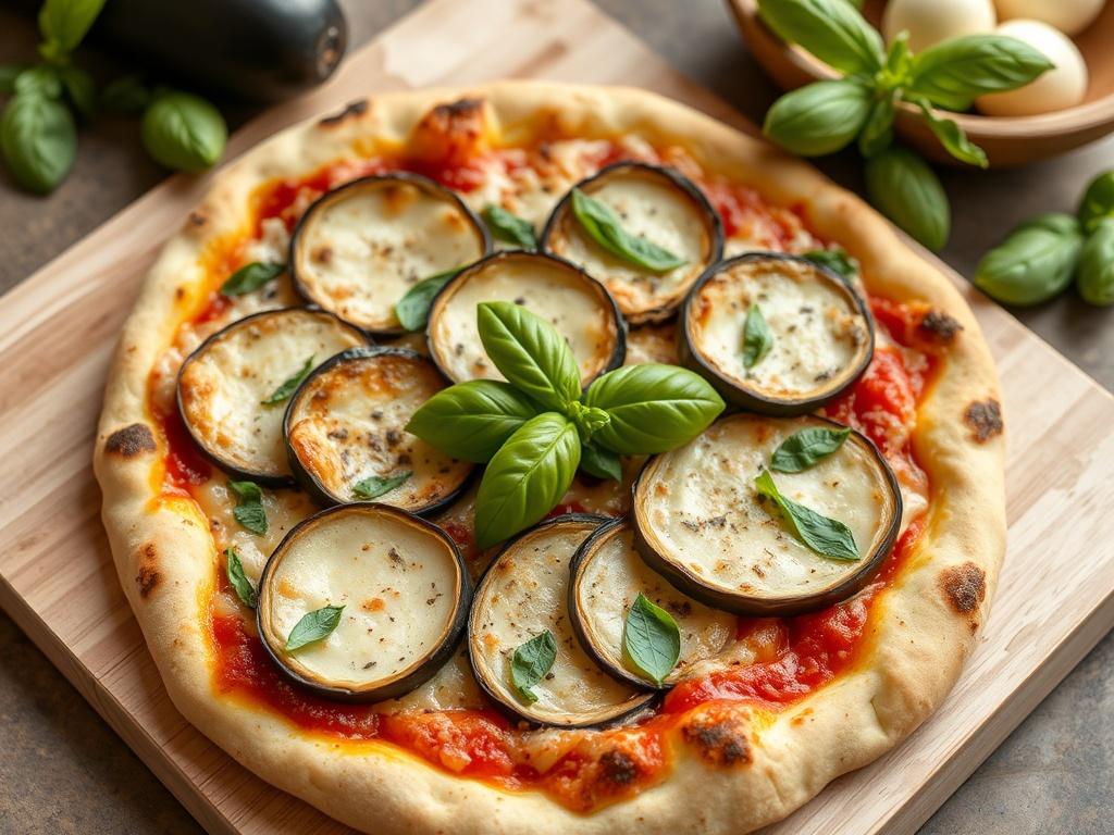 Пицца с баклажанами и базиликом: летний аромат