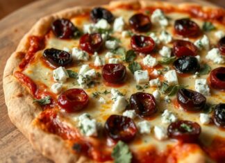 Пицца с вяленой вишней и голубым сыром: игра контрастов на тонком тесте