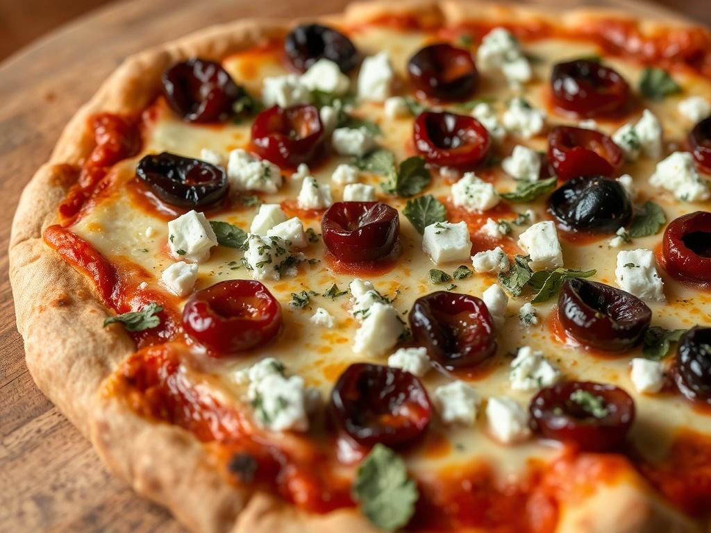 Пицца с вяленой вишней и голубым сыром: игра контрастов на тонком тесте