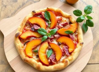 Пицца с персиками и прошутто: сладко-соленый дуэт лета