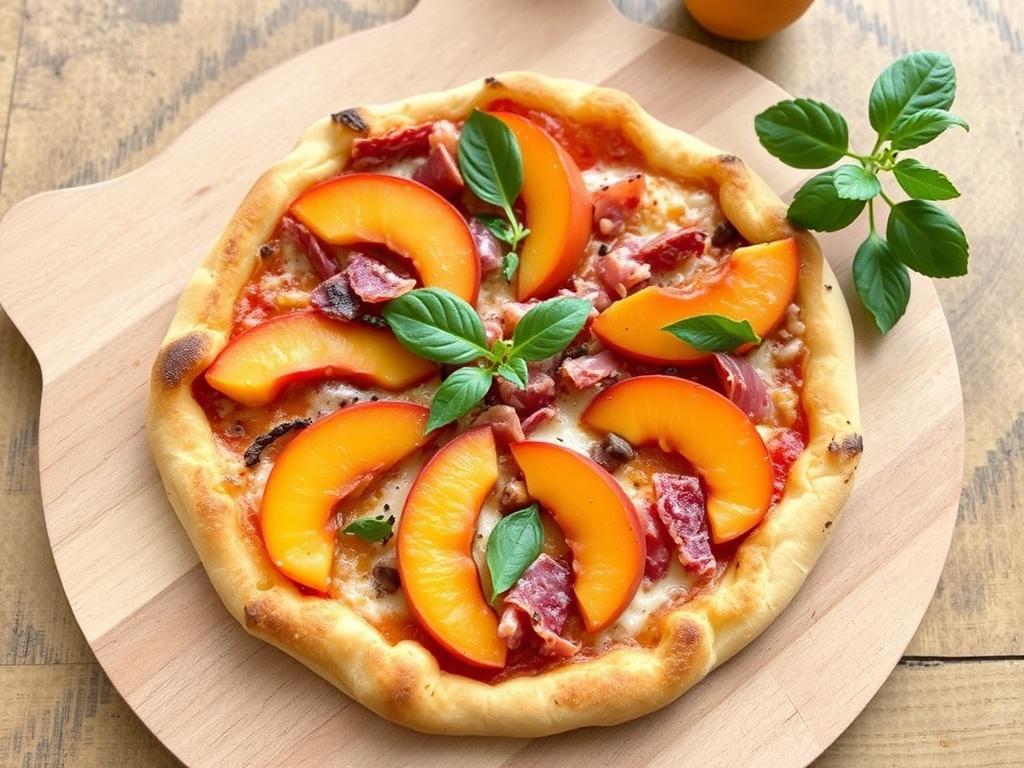 Пицца с персиками и прошутто: сладко-соленый дуэт лета