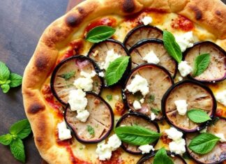 Пицца с баклажанами, фетой и мятой: свежесть Средиземноморья