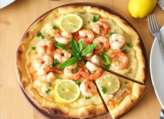 Пицца с креветками и лимоном: морская свежесть для лёгкого ужина