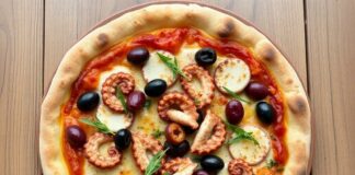 Пицца с осьминогом и оливками: средиземноморский шик