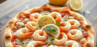 Пицца с креветками и лимонным соком: свежесть моря в каждом кусочке