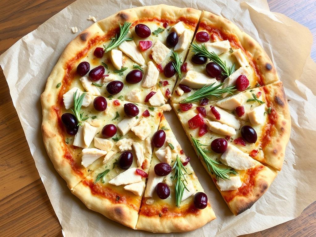 Пицца с индейкой, клюквой и розмарином: праздничный рецепт с нотками леса