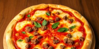 Пицца с говяжьим фаршем и томатным соусом: сытный ужин для большой компании