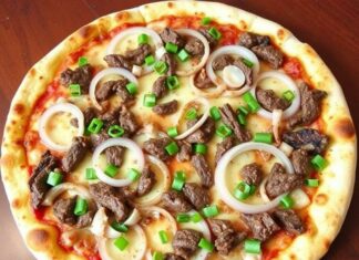 Пицца с говядиной и луком: классический мясной вариант