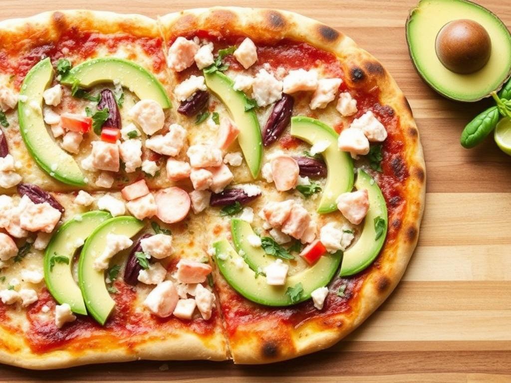 Пицца с крабом и авокадо: морской вариант