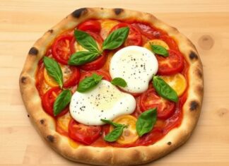 Пицца с томатами и бурратой: итальянский шик