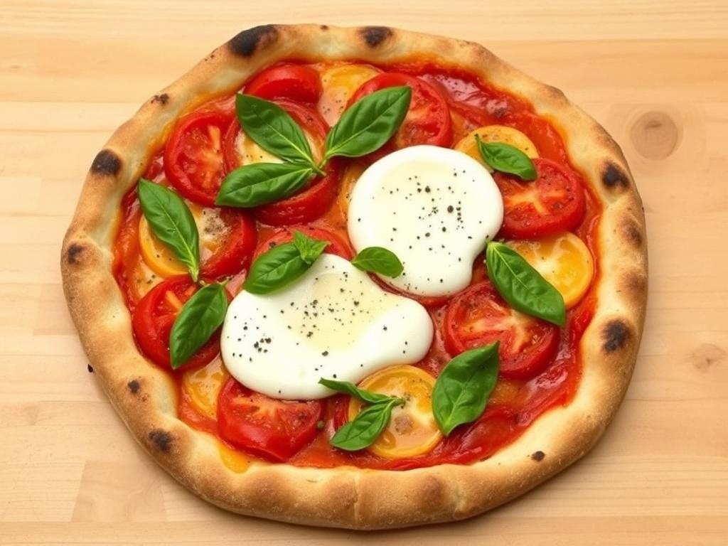 Пицца с томатами и бурратой: итальянский шик