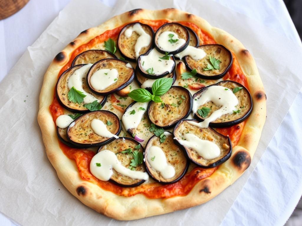 Пицца с печёным баклажаном и тахини: неожиданный дуэт для уютного вечера
