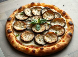 Пицца с тахини и баклажанами: неожиданный тандем с восточным акцентом на домашнем тесте