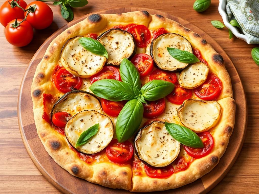 Пицца с баклажанами, помидорами и базиликом: прованский стиль