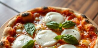 Пицца с моцареллой и базиликом: итальянская гармония