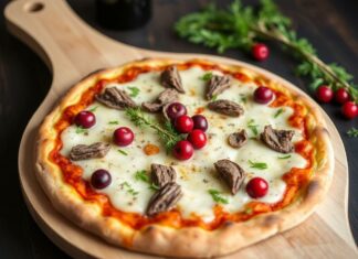 Северный колорит на тарелке: пицца с олениной и брусникой