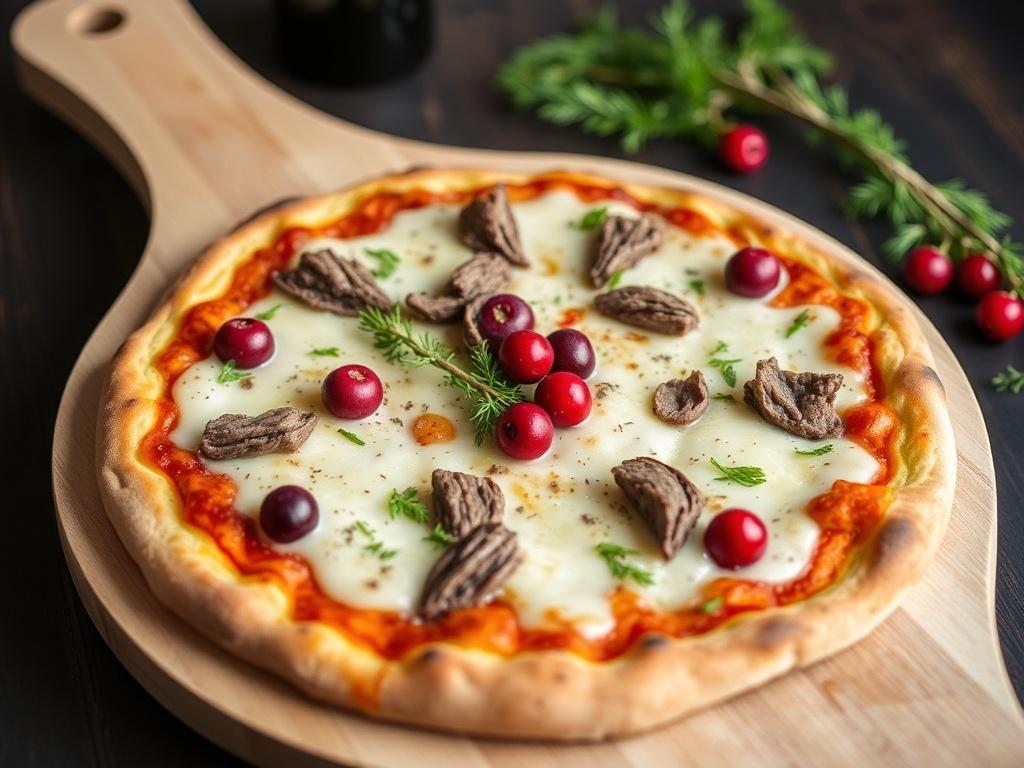 Северный колорит на тарелке: пицца с олениной и брусникой