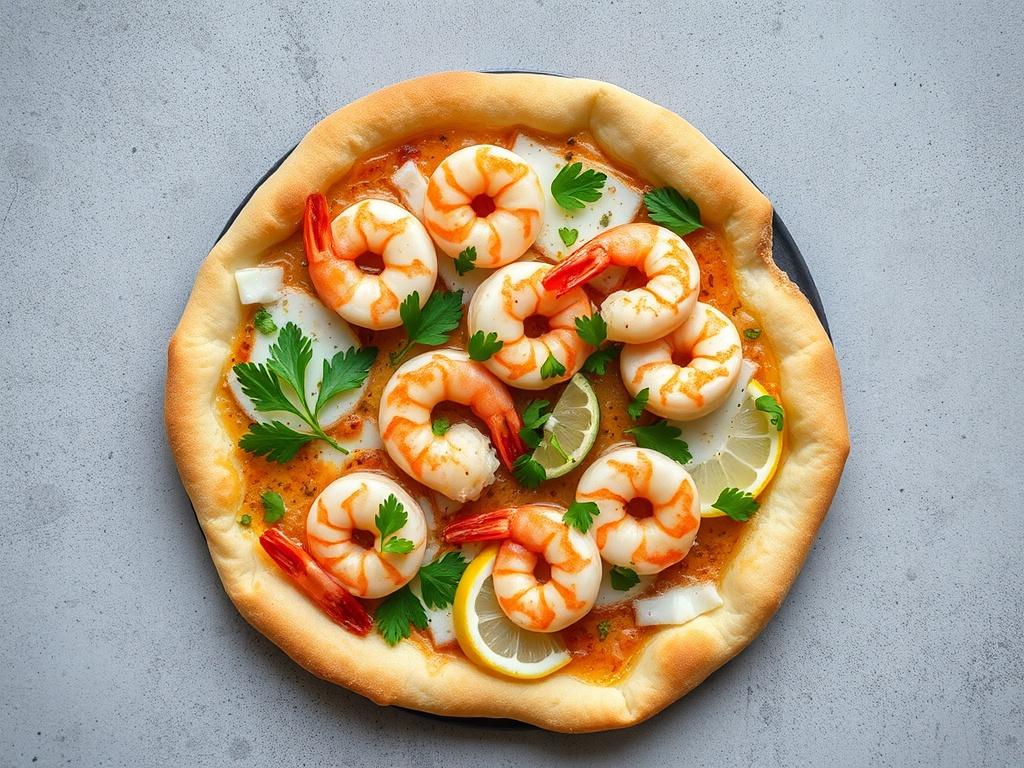Пицца с креветками, петрушкой и лимонным соком: свежесть моря