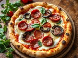 Пицца с салями и грибами портобелло: насыщенный вкус для сытного обеда