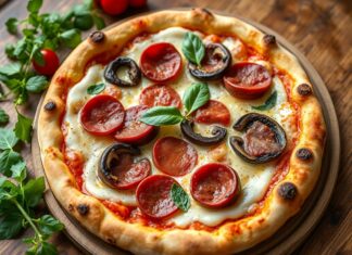 Пицца с салями и грибами портобелло: насыщенный вкус для сытного обеда