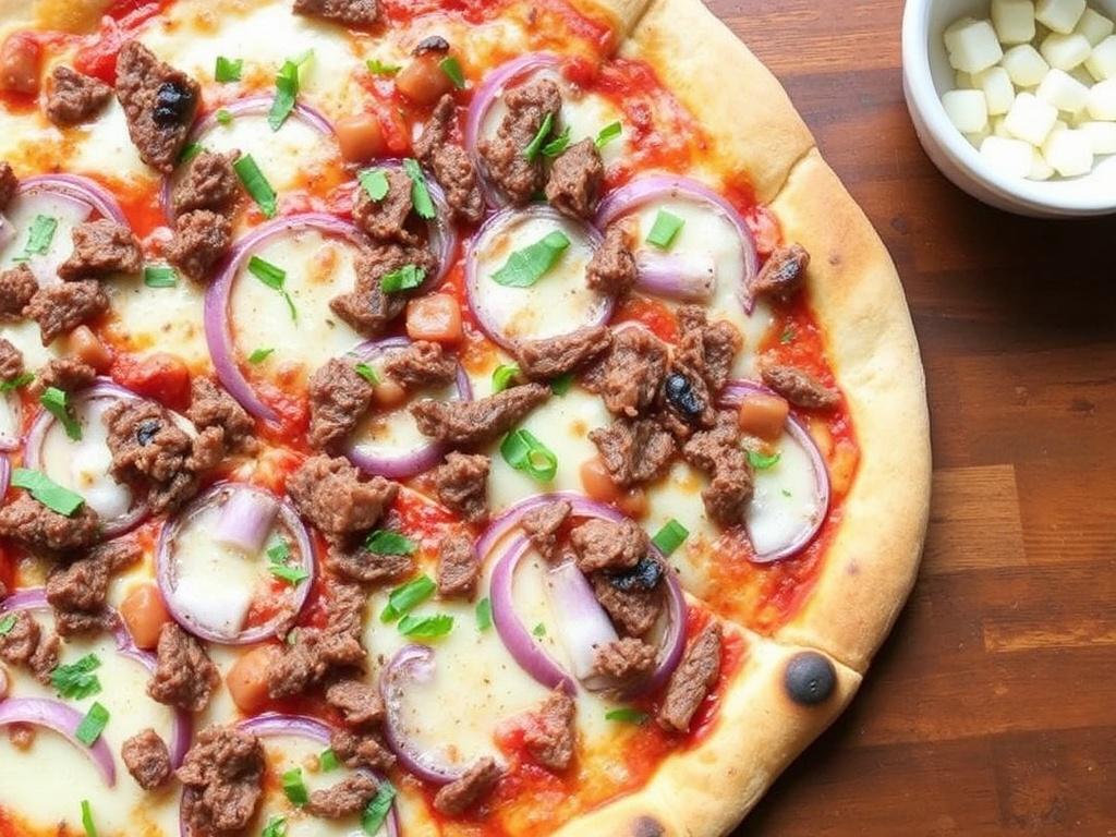 Пицца с говядиной и красным луком: сытный ужин, который согревает и удивляет
