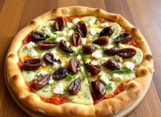Пицца с финиками и горгонзолой: смелый дуэт сладкого и солёного на тонком тесте