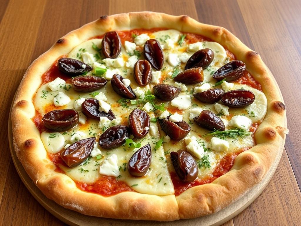 Пицца с финиками и горгонзолой: смелый дуэт сладкого и солёного на тонком тесте