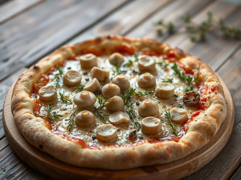 Пицца с шампиньонами и тимьяном: лесной аромат