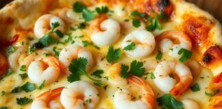 Пицца с креветками, чесноком и петрушкой: морской аромат в каждом кусочке
