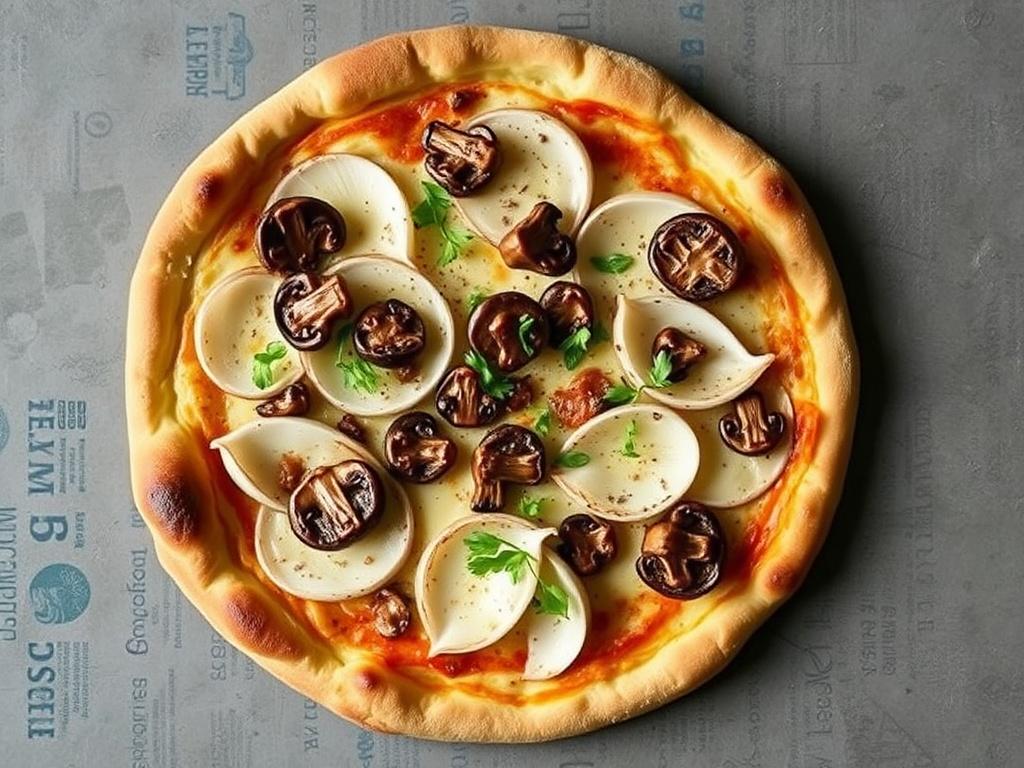 Пицца с дайконом и грибами: свежесть и хруст в каждом куске