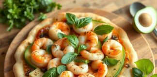 Пицца с авокадо и креветками: свежесть моря