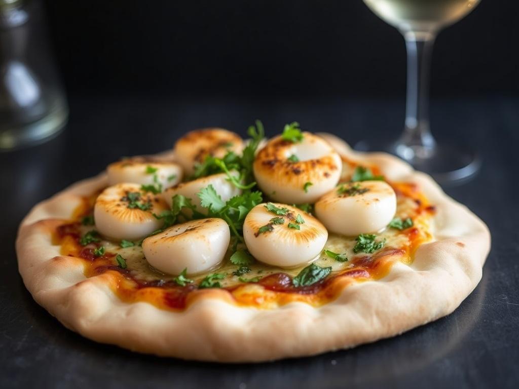 Пицца с гребешками и петрушкой: морское вдохновение на тесте