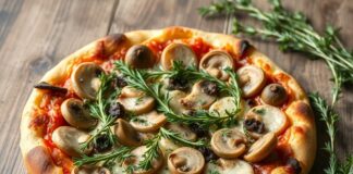 Пицца с шампиньонами и тимьяном: лесной аромат Пицца с шампиньонами и тимьяном: лесной аромат