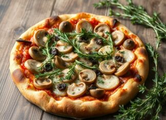 Пицца с шампиньонами и тимьяном: лесной аромат