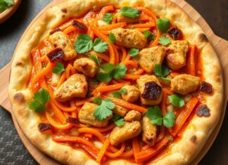 Пицца с морковью по‑корейски и курицей: острый микс