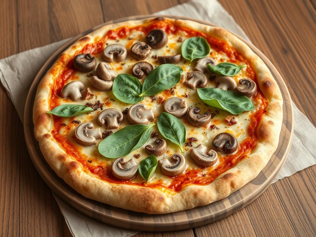 Вегетарианская пицца с грибами и шпинатом: простой вкус, который любит каждый вечер