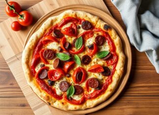 Пицца с чоризо и паприкой: испанские мотивы
