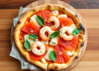 Пицца с грейпфрутом и креветками: цитрусовая свежесть